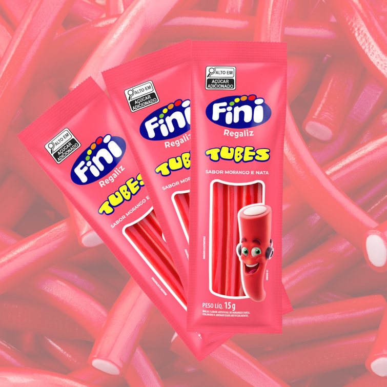 Bala Fini Tubes Morango com 12x15g